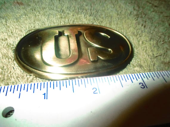 Vintage U S Civil War Tin Goldtone Buckle - image 3