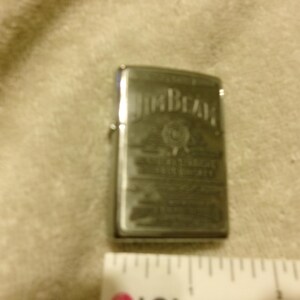 Vintage Zippo Jim Beam "Kentucky Straight Bourbon Whiskey" Chrome Cigarette Lighter in it' Orginal Box image 4
