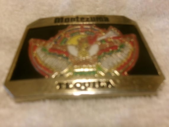 Montezuma Tequila Solid Brass Buckle - image 1