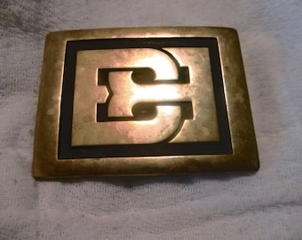 Vintage 1984 E/T Hand Made Solid Brass Buckle # 58221