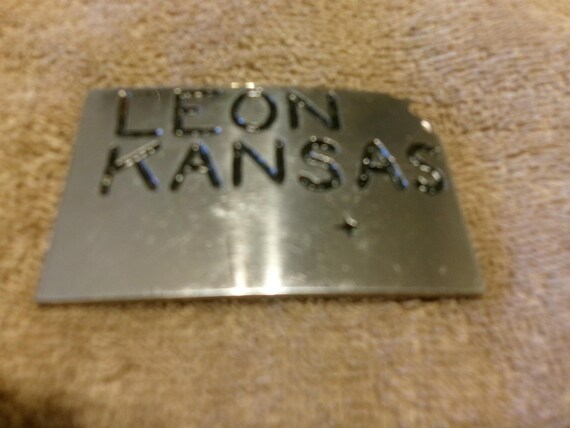 Vintage LEON KANSAS * Solid Steel Buckle