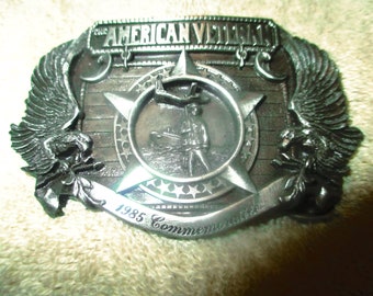 Vintage 1985 The American Veteran Commemorative Solid Steel Buckle Serial No.401 of 5000 made