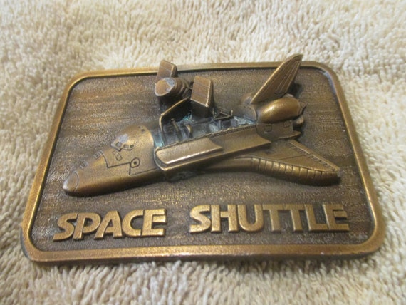 Vintage - Rare Space Shuttle Solid Brass Buckle b… - image 1