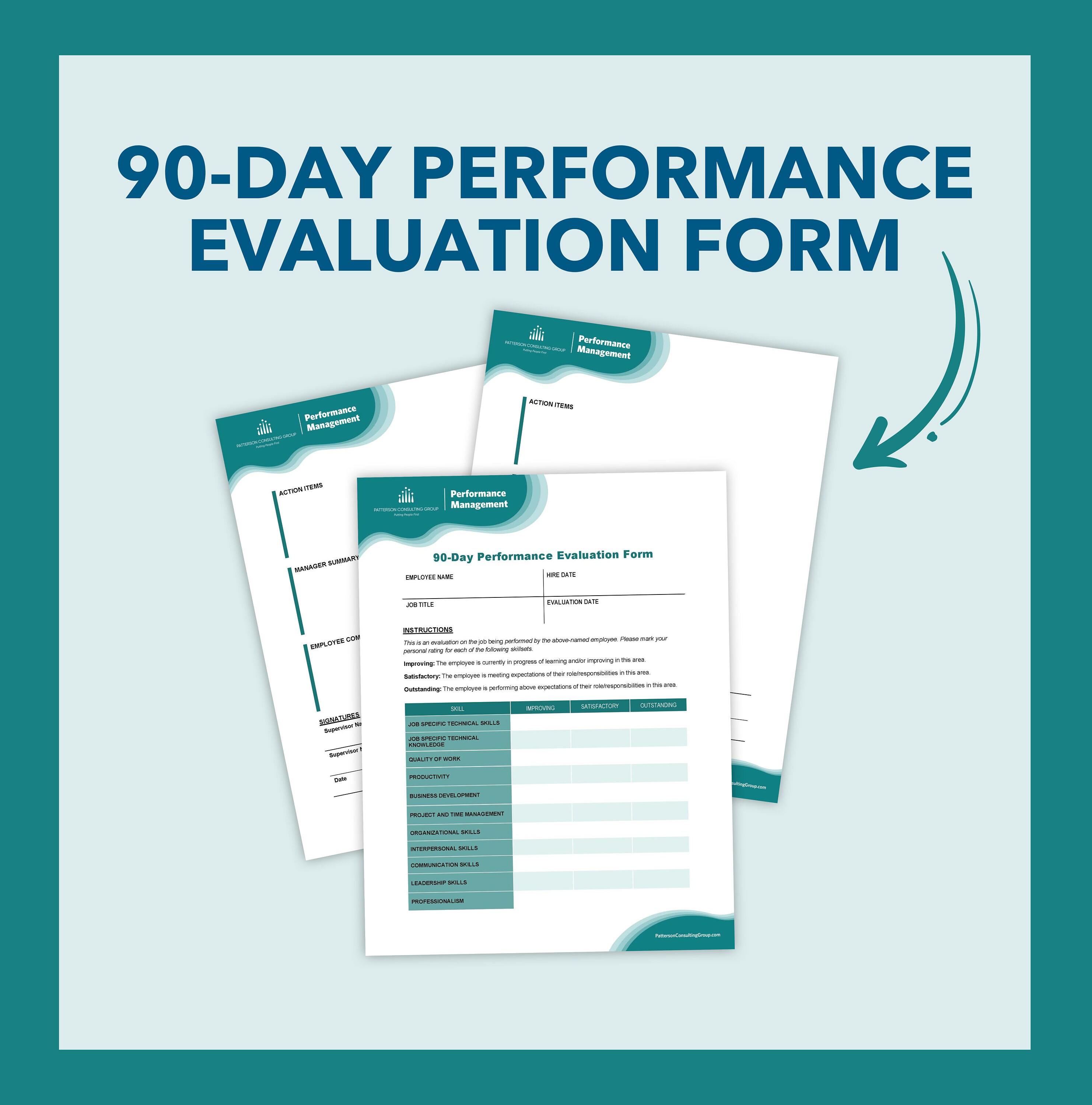 Customizable 90 day performance evaluation form digital download etsy