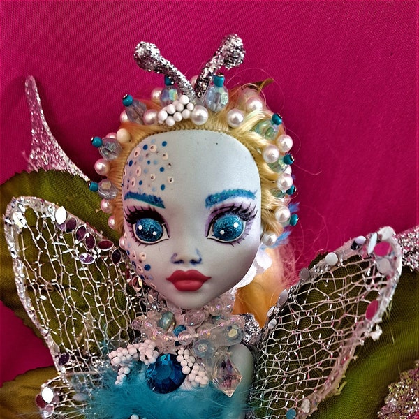 Winters End an ooak Monster high doll custom fairy repainted art butterfly wings