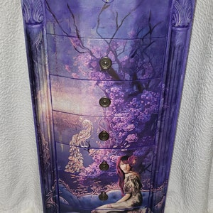 painted jewelry armoire , standing jewelry box, organizer, cabinet, storage, luxury holder,  chest, gift
