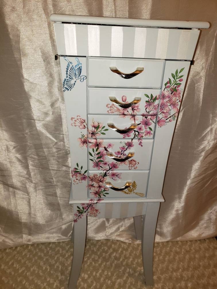 Jewelry Armoire Standing Jewelry painted Organizer Cabinet