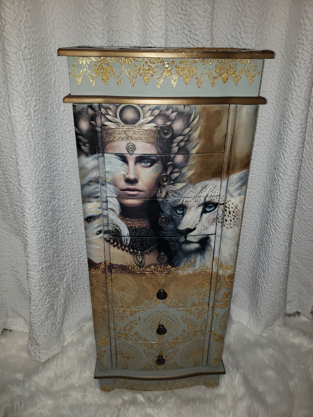 Painted Jewelry Armoire Standing Jewelry Box Organizer Etsy