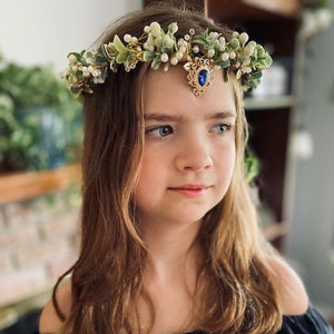 Adjustable Fairy Tale Elf Elven Princess Tiara Flower Crown Circlet Costume Forest Head Piece Wedding Diadem Headband Festival Renn Fair