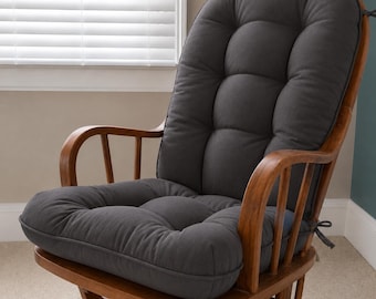 Custom Cushion Replacements for your Glider or Rocking Chair in Charcoal twill Rocker Dutailier , Pad Nursery