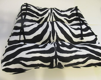 One Tufted Chair Cushion with Piping Trim in Black White Tunisia Zebra Print,Kitchen,Rocker,Rocking Glider or Dining Chair,Bar Stools