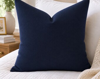 Italian Navy Blue Pillow cover with zip closure