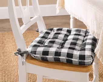Custom Cushion Chair Pads in Anderson Buffalo Check fabrics, Kitchen Rocker Rocking Dining Bar Stool, Glider Patio