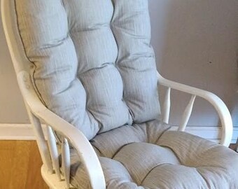 Custom Cushion Replacements for your Glider or Rocking Chair in Premier Prints Faulkner French Grey , Rocker Dutailier, Pad Nursery