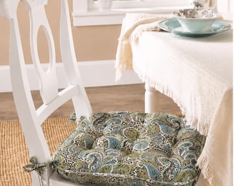 Custom Cushion Chair Pads in Paisley, Aqua Chocolate White Green, Kitchen Rocker Rocking Dining Bar Stool, Glider Patio