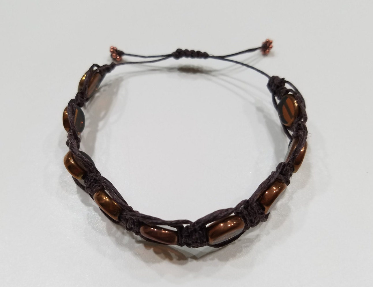 Brown Macrame Bracelet With Semi-transparent Brown Glass Beads - Etsy UK