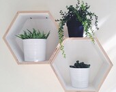 Spring Sale // 10% off Set of 3 White Floating Honeycomb Shelves