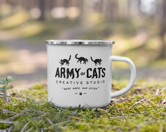 3 Cats Logo enamel camping mug