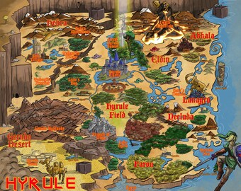 Map Of Hyrule Etsy