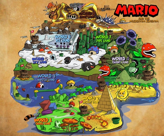 Super Mario Map Digital Download - Etsy