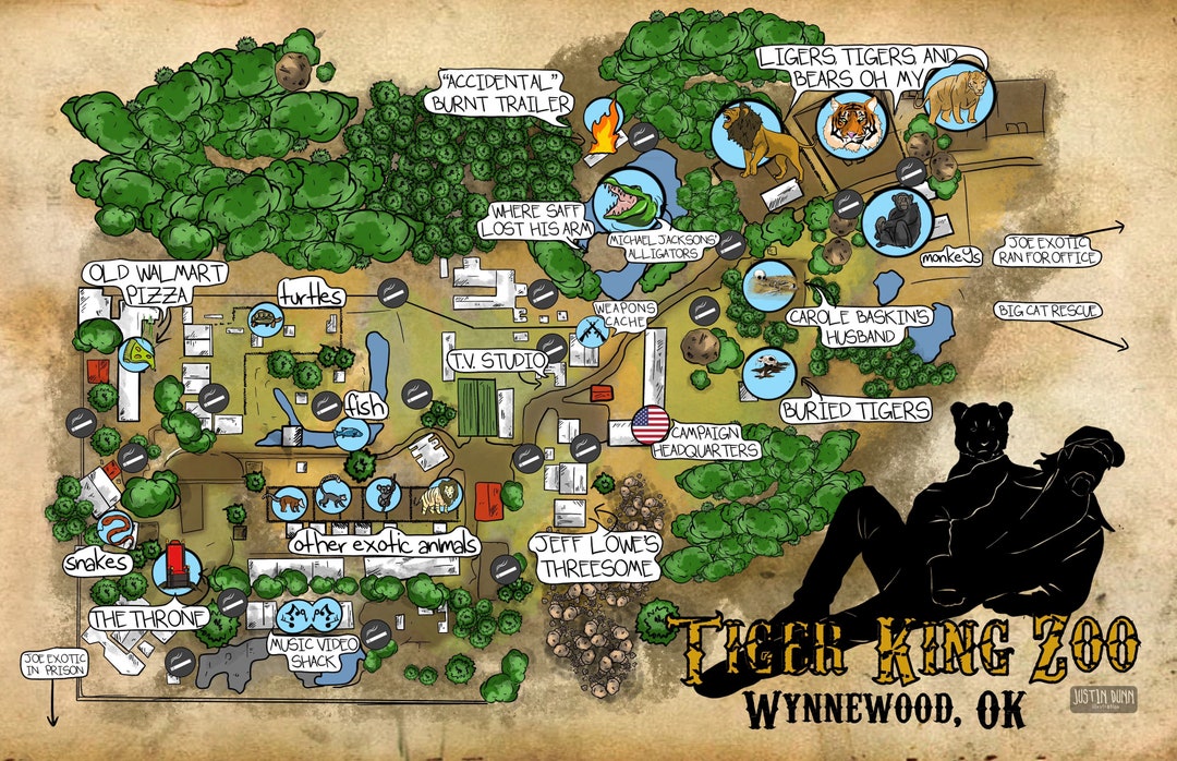 Tiger King Zoo Map Etsy
