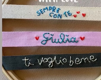 Bracciale in cotone ricamato a mano personalizzato