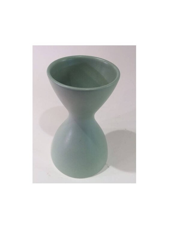 Ceramic Hour Glass Vase Midcentury Mint Green Etsy
