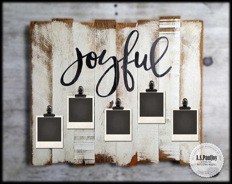 Pallet Picture Frame With Metal Spring Clips Rustic Joyful Image 0