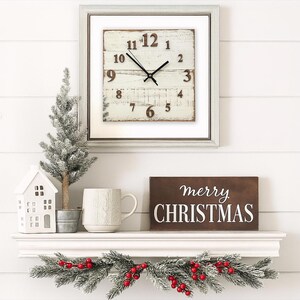 White Wall Clock Distressed White Painted Wood, Rustic Cedar, Oak Numbers, Silent Quartz, Country Home Decor, 5th Anniversary Gift image 5