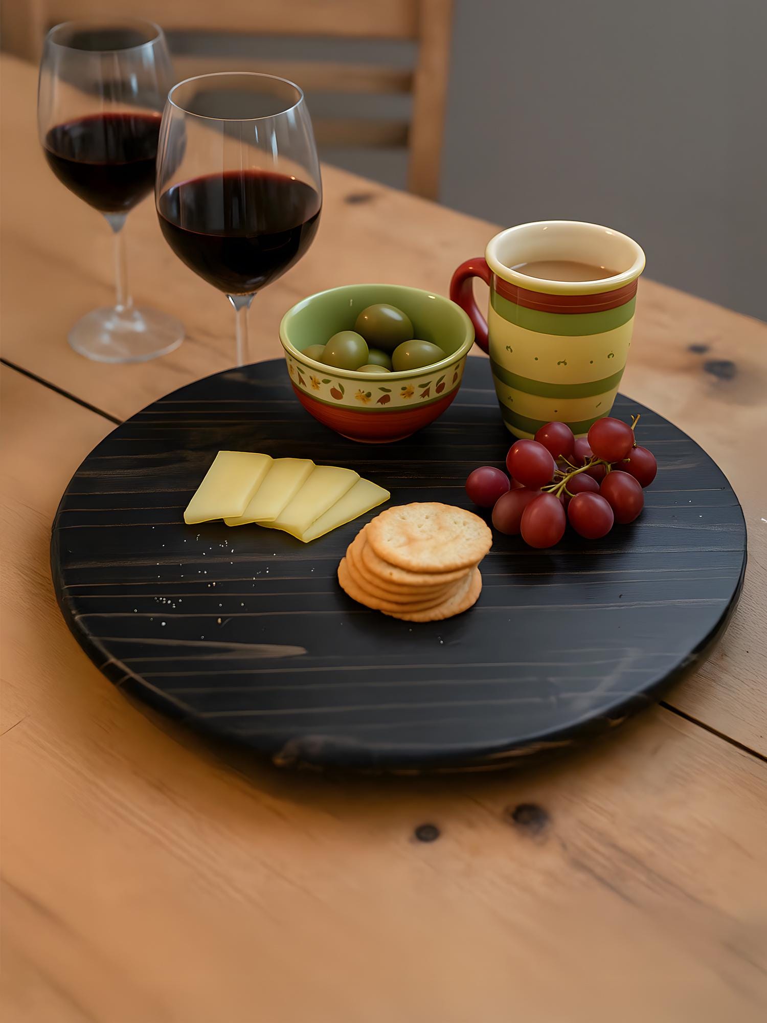 Black Wooden Lazy Susan Turntable – Food Safe, 12–30 Inch Round Serving Tray
