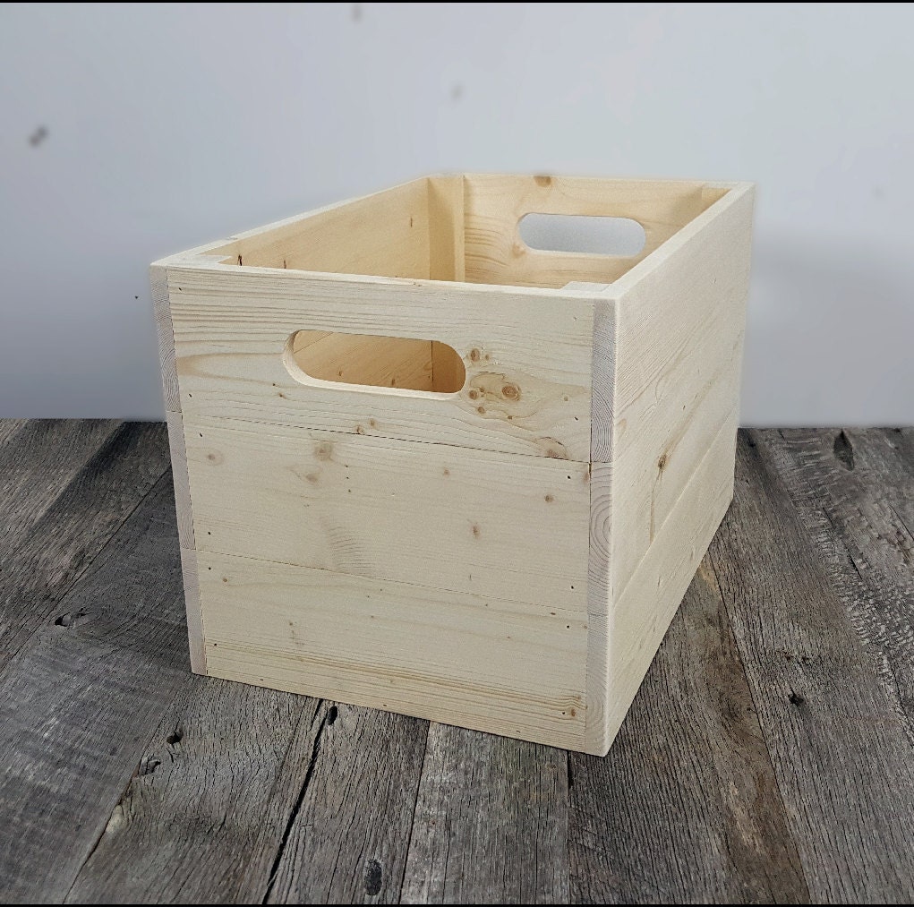 Wooden Storage Crate Unfinished Box. Stackable Storage. Cube Etsy
