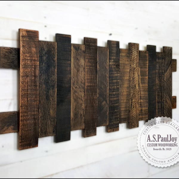 Reclaimed Dark Pallet Wall Art, Country Home Decor, Wood Blank Sign Board. Barnwood Fall Wreath Display, Shabby Chic Photo Clip Gallery