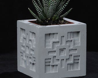 Cement Planter, Textile Block Design