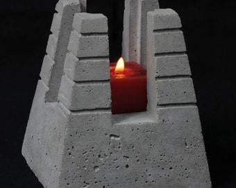 Cement Candle Holder, Pyramid 1