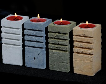 Cement Candle Holders, Earth Colors, set