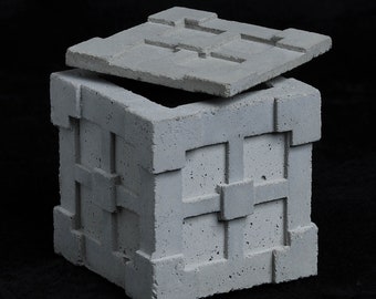 Cement Jewelry Box, Textile Block #2