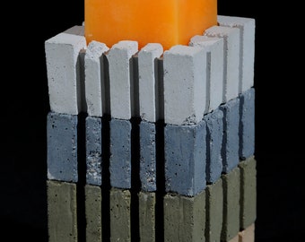 Cement Candle Holder, Earth Colors, Puzzle