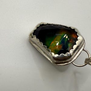 Aurora Opal and Sterling Silver Pendant on Chain