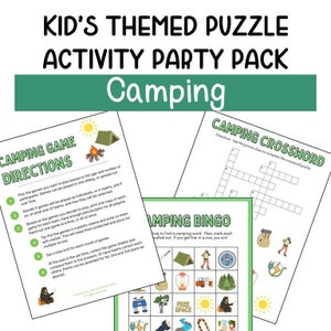 Camping Spiele mit Antwortbögen, Camping Aktivitäten, Camping Party Game Bundle, Camping Escape Room, sechs Spiele mit Variationen