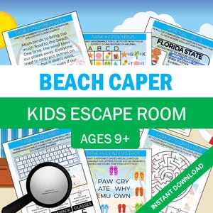 Escape Room for Kids, Beach Caper Summer Activity Printable Game, Escape Room Kit for Kids, Birthday Party Logic Games, Critical Thinking