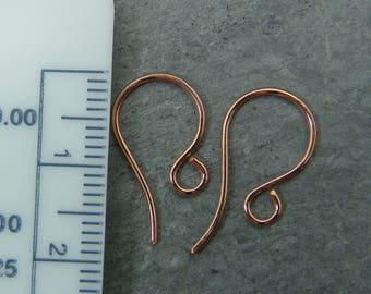 Copper ear wires  ~ Handmade ~ Copper hooks ~ Earring components ~ Artisan jewelry making supplies ~ Ear hooks ~  Handmade copper earrings