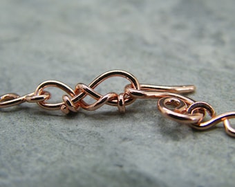 Copper clasp ~ Wire wrapped ~ Handmade jewellery components ~ Hook and eye clasp ~ Jewellery making supplies ~ Handmade ~ Copper findings