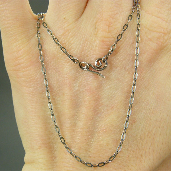 Hammered antique silver chain ~ Antique silver necklace ~  Antique silver jewellery ~ Jewellery making supplies ~ Simple chain ~ Hammered