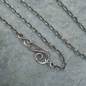 Sterling silver chain Silver necklace Antique silver trace chain Jewellery making supplies Handmade clasp Fine silver chain image 1