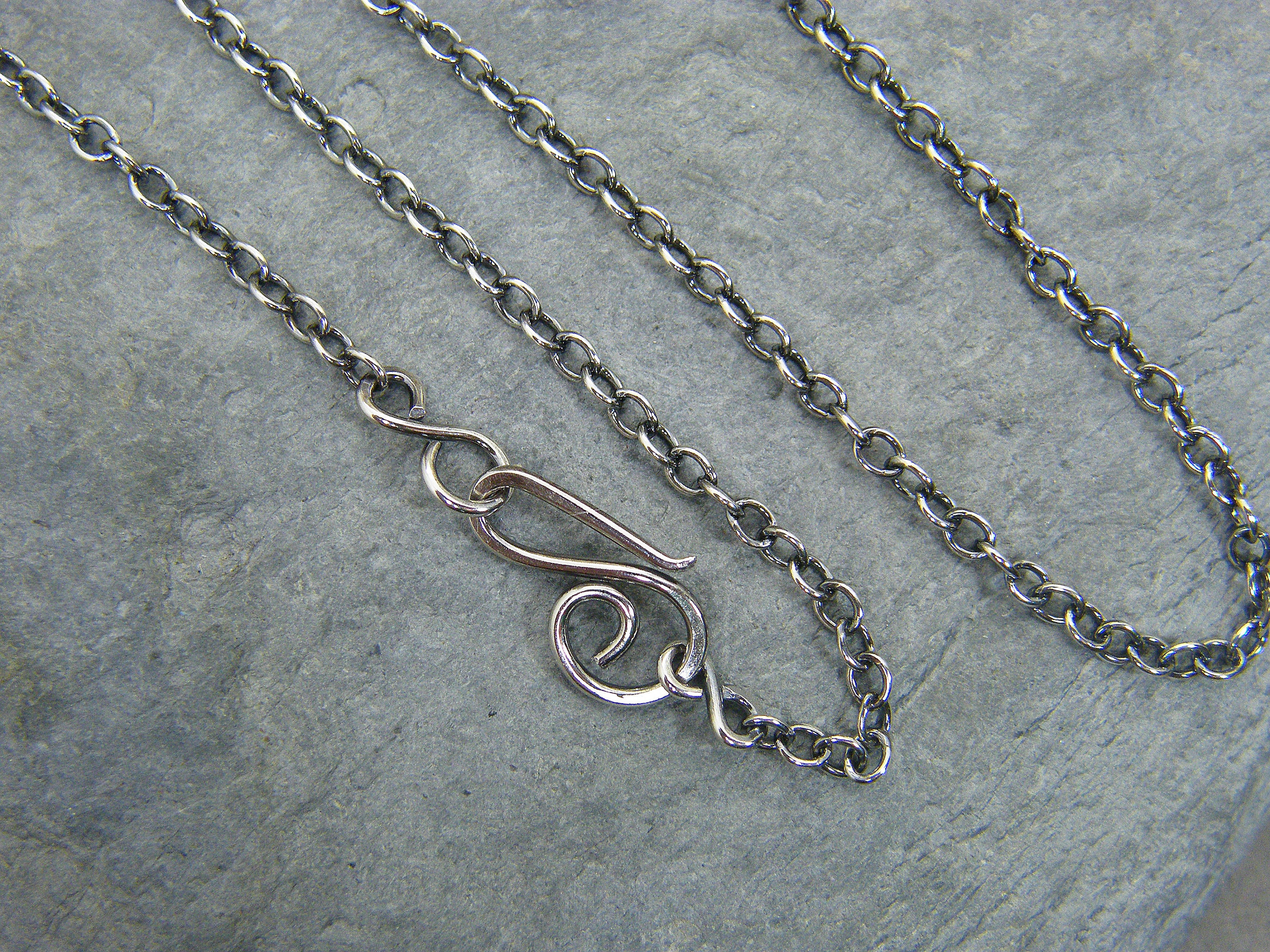 Sterling Silver Chain Silver Necklace Antique Silver Trace Etsy