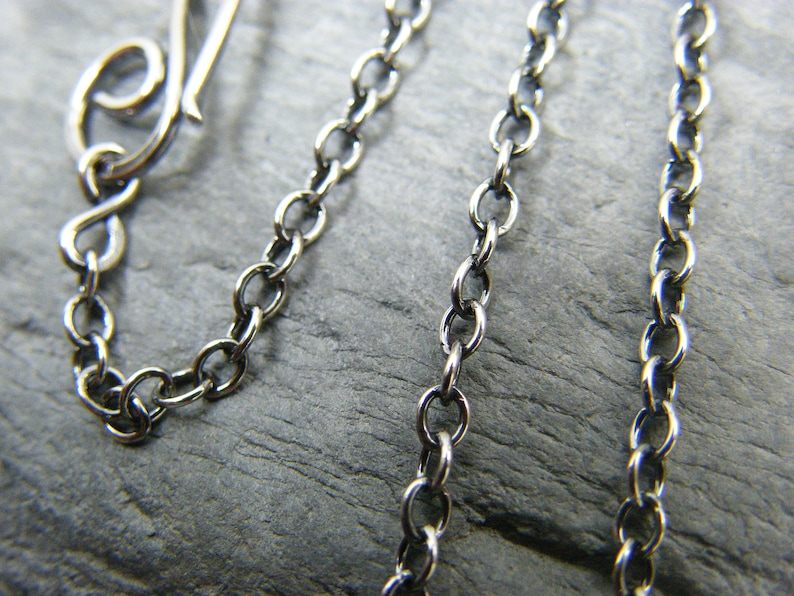 Sterling silver chain Silver necklace Antique silver trace chain Jewellery making supplies Handmade clasp Fine silver chain image 3