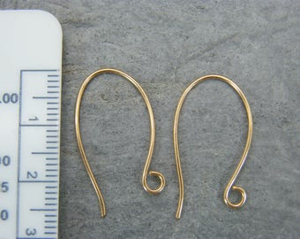 Gold filled ear wires ~ Oval ear hooks ~  Ear hook wire findings - Handmade Jewelry Supplies - Ear wires - Artisan findings ~ Gold ear hooks