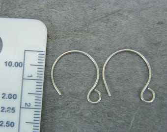 Handmade silver ear wires  ~ Silver hoops ~ Earring components ~ Artisan jewelry making supplies ~ Ear hooks ~  Handmade silver earring hoop