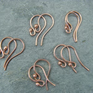 Handmade Copper Earring Hooks: Artisan Jewelry Findings, 18mm (5 Pairs)
