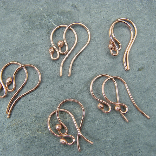 Handmade copper earring wires ~ Ear hooks ~ Artisan jewellery findings ~ Jewelry making, earring parts ~ Ear wires and hooks ~ Fish hooks ~